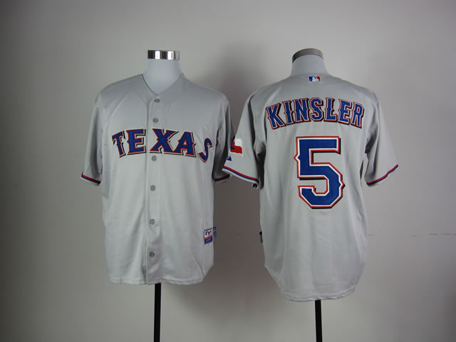 Men Texas Rangers 5 Kinsler Grey MLB Jerseys
